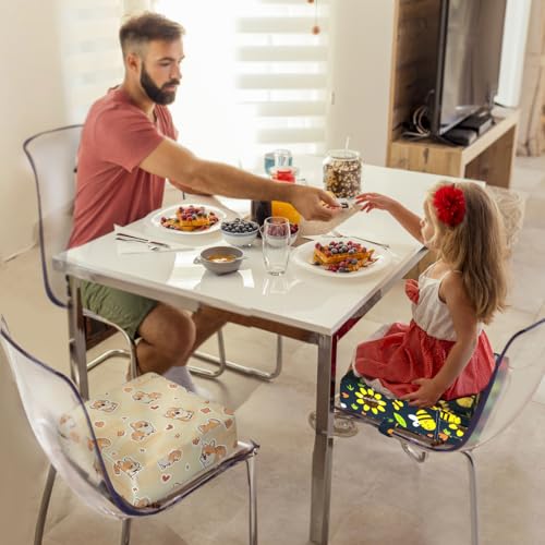 Image of Toddler Booster Seat for Dining Table, Portable Booster Seat for Kitchen Chair, 4 Inch High-Density Foam Cushion with Adjustable Safety Straps and Non-Slip Bottom, Perfect for Kids Travel and Daily
