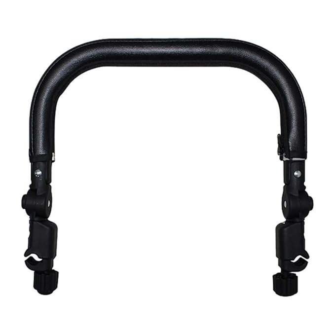 Baby Stroller armrest Black PU Leather Bumper, Universal Handle, Detachable Stroller Rod, Replacement Stroller Bumper