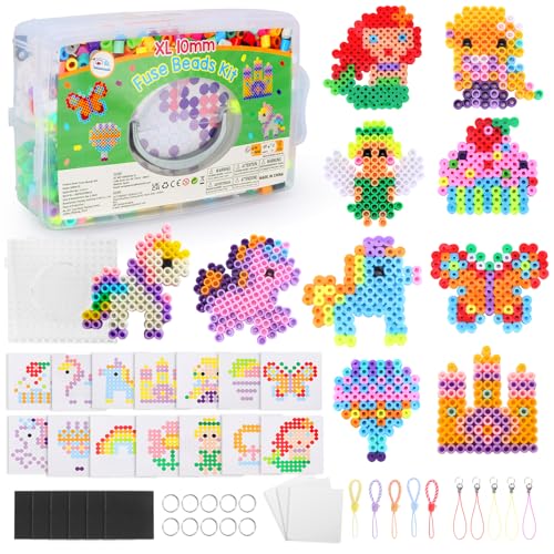 Mardo Cuentas para Planchar 10 mm, 1400 Piezas Hama Beads, Perlas XL con caja de Almacenamiento, Placas de Perlas para Planchar, Patrones y Papel de Planchar, Juego de Cuentas para planchar