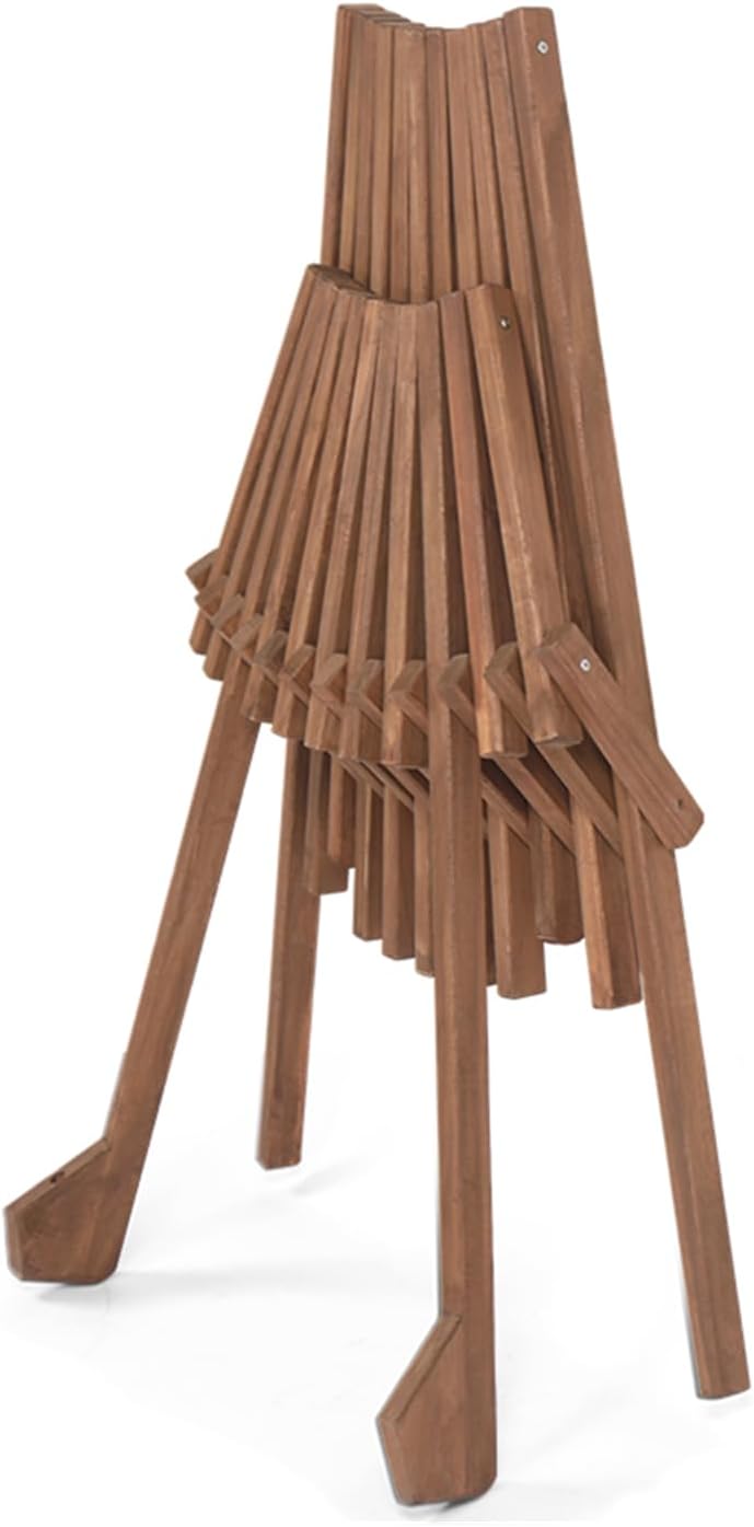 Folding Wooden Outdoor Chair -Stylish Low Profile Acacia Wood Lounge Chair for Balcony,Patio, Backyard,Porch, Lawn, Garden or Home Furniture - Cinnamon