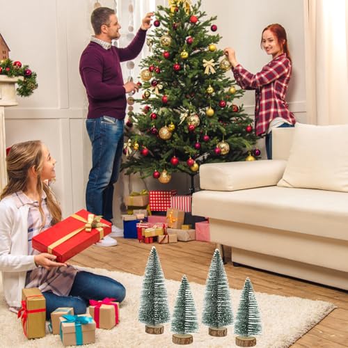 10 Stück Weihnachtsbaum Mini Künstlich,Miniatur Tannenbaum Grün mit Holzsockel Tanne,10/15cm,Tannenbaum Klein mit Schnee-Effek für Weihnachten Tischdeko Schaufenster Geschenke DIY