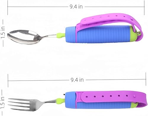 Miniatura 9 de Juego de cucharas y tenedores flexibles adaptables para zurdos y diestros, para temblores de manos y debilidad muscular, artritis, accidente