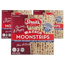 Streits Moonstrips "Onion & Poppy" Matzo - Thin & Crispy, Non-GMO, Low Sodium, Low Fat, Vegan, Family Owned, Kosher Certified 11oz, Pack of 3