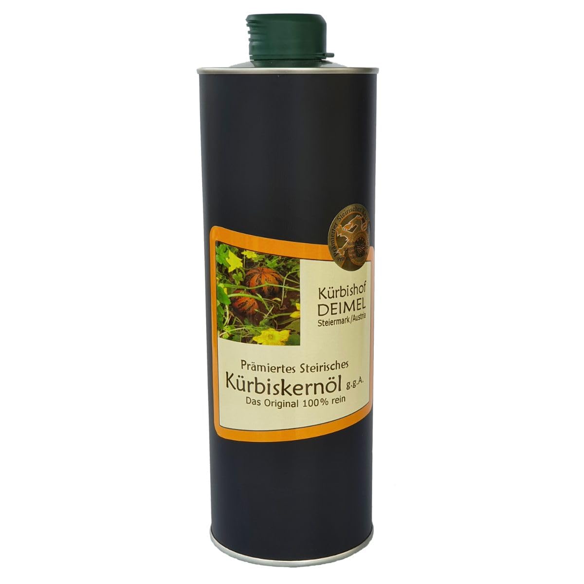 Kürbishof DEIMEL Steiermark/Austria - 500 ml Dose Original Steirisches Kürbiskernöl g.g.A. - Jährlich prämiert