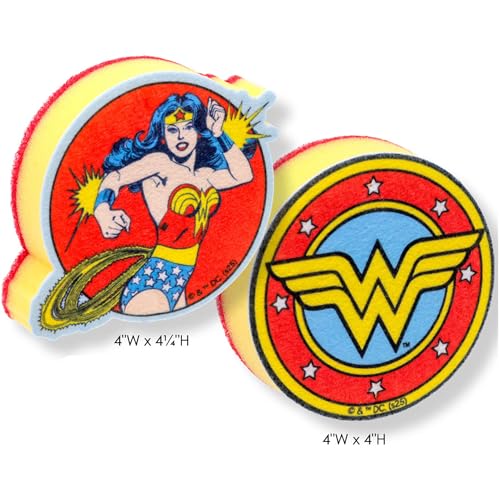 Spoontiques Wonder Woman Premium Sponge Set - 2-Pack Multi-Purpose Cleaning Sponges - Dual-Sided Non-Scratch Scrub & Absorbent Wipe - Durable, Reusable, Odor-Resistant for Daily Use image 4