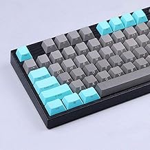 104/108 Keys Blue Gray Thick PBT Keycaps Laser Carving Doubleshot Backlit Keycap OEM Profile for Cherry MX Gaming Mechanical Keyboard 108 Top Printed, Blue&Gray