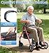 Walkers for Seniors with Seat, Lightweight 16 Pounds Folding Rolling Walker with 6-Inch Puncture-Resistant Wheel, 5-Level Height Adjustable, 300 lb Weight Capacity