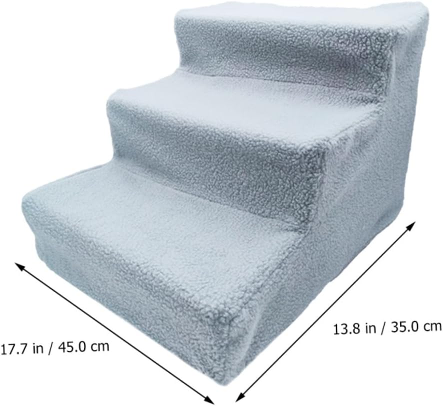 Dog Stairs for Pets Lightweight Puppy Ladder for Non-Slip Steps for Cats and Dogs Space-Saving Portable Pet Ramp Grey