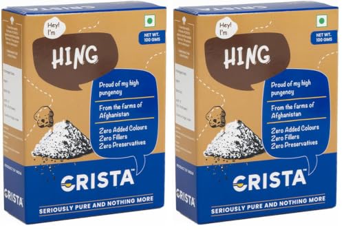 Image of CRISTA Compounded Hing Powder | Bandhani Hing | Asafoetida | Extra Strong Tadka | Zero added Colours, Fillers, Additives & Preservatives | Antioxidants rich | 100 gms (Pack of 2)