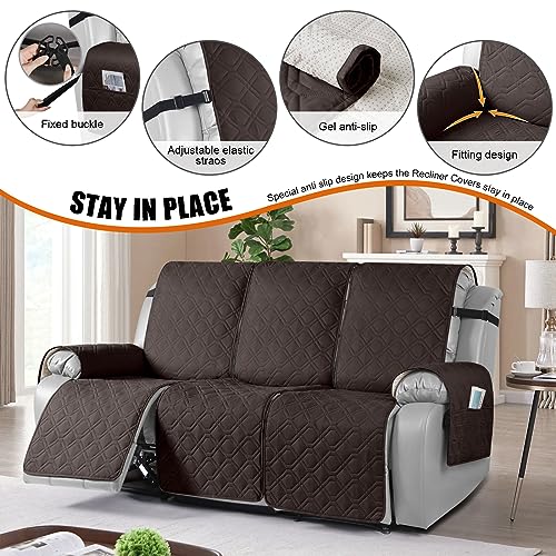 Image of VANSOFY Waterproof Recliner Couch Covers Washable, Chocolate,3 Seater | 1-Piece, Non-Slip with Elastic Straps, Sofa Cover with Pocket for Dogs, Pets