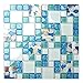 TST Mosaic Tiles Glass Conch Tiles Beach Style Sea Blue Glass Tile Glass Mosaics Wall Art Kitchen Backsplash Bathroom Design TSTGT370 (10 Square Feet)