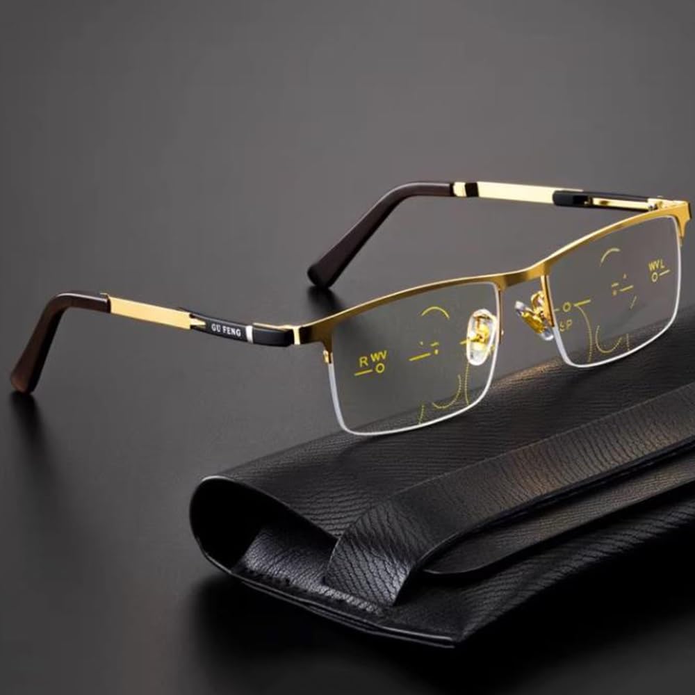 COKYIS Halbrand Lesebrillen Bifokale Lesebrille Klassische Herren Computerbrille Metallrahmen Presbyopie Leser HD Computer Leser Federscharniere (Size : +1.5)