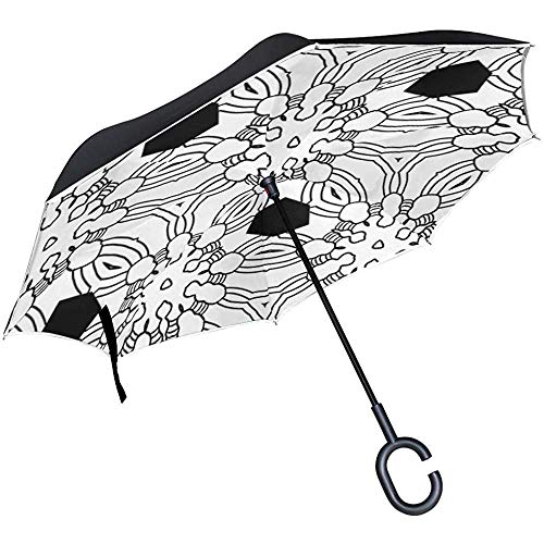 Preisvergleich Produktbild Alice Eva Umgekehrter Regenschirm-Muster-Entwurf ziemlich Coole Kunst-Erwachsene Farbton-Regenschirme Rückklappschirm-großer gerader Regenschirm