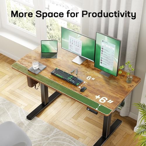 Image of Marsail Electric Standing Desk with One-Piece Desktop,55 x 30 inch Height Adjustable Office Gaming Computer Desk with Deeper Tabletop,Home Office Stand up Desk with 4 Memory Presets, Desk for Bedroom