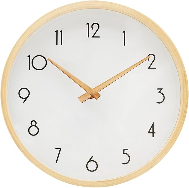 Small and Beauty Wall Clock Silent Non-ticking Wall Clock for Home Living Room Bedroom School Clock with Solid Wood (10")