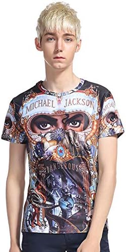 Shuang Hao Men’s Fashion HD White Printed T-Shirt Casual Short Sleeve