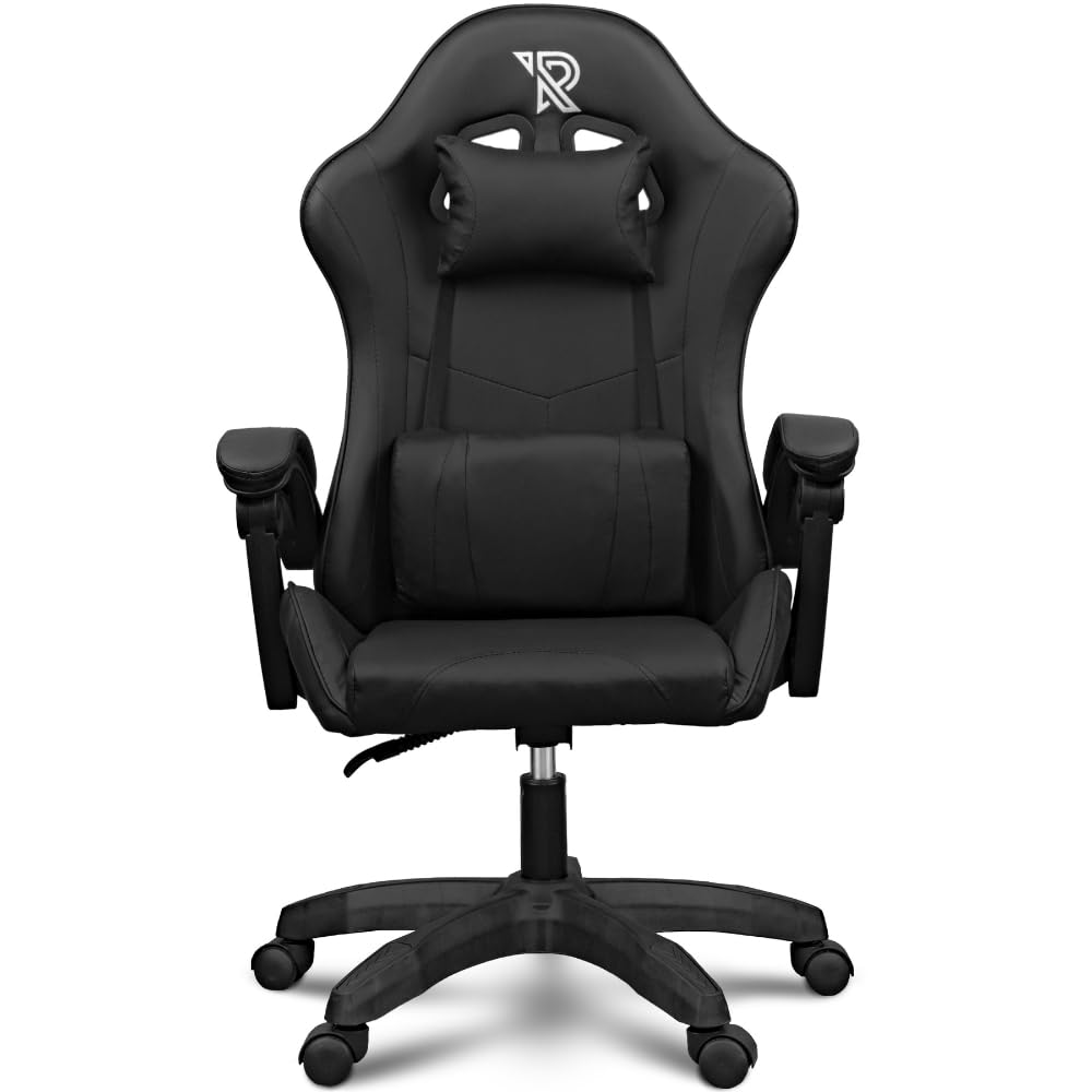 Apollo Silla Gaming Ergonómica con Respaldo Ajustable, Apoyabrazos, Cojines Lumbar y Cervical, Cuero Sintético Negro, Giratoria 360°, Diseño Moderno y Cómodo para Jugadores, Blanco
