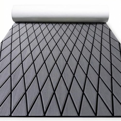 FOCEAN Boat Flooring EVA Foam Boat Decking Marine Flooring Marine Mat for Boats Motorboat Kayak Surfboard Garden Swimming Pools, 94.5''x 47.2'', Dark Gray+ Black Lines