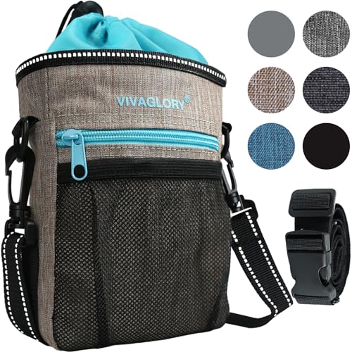 VIVAGLORY Dog Training Treat Pouch, 4Ways to Wear Dog Treat Bags, Built in Dog Waste Bag Dispenser Treats Training Bags with Reflective Adjustable Shoulder Strap, Heather Khaki VIVAGLORY Dog Training Treat Pouch, 4Ways to Wear Dog Treat Bags, Built in Dog Waste Bag Dispenser Treats Training Bags with Reflective Adjustable Shoulder Strap, Heather Khaki