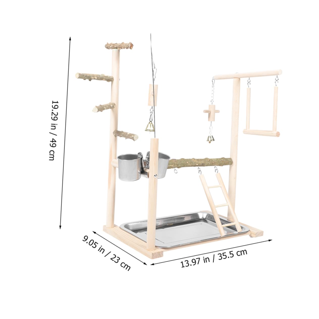 TOYANDONA Parco Giochi Interattivo per Pappagalli con Struttura in Plastico Minimalista ed Elegante, Supporto da Pavimento con Scaletta e Posatoi per Conuri e Cockatiel in Casa