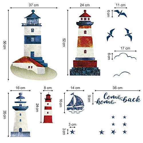 Decalmile Lighthouse Wall Decals Seagull Sailboat Wall Stickers For Living Room Bedroom Home Tv Wall Decor #TOP4