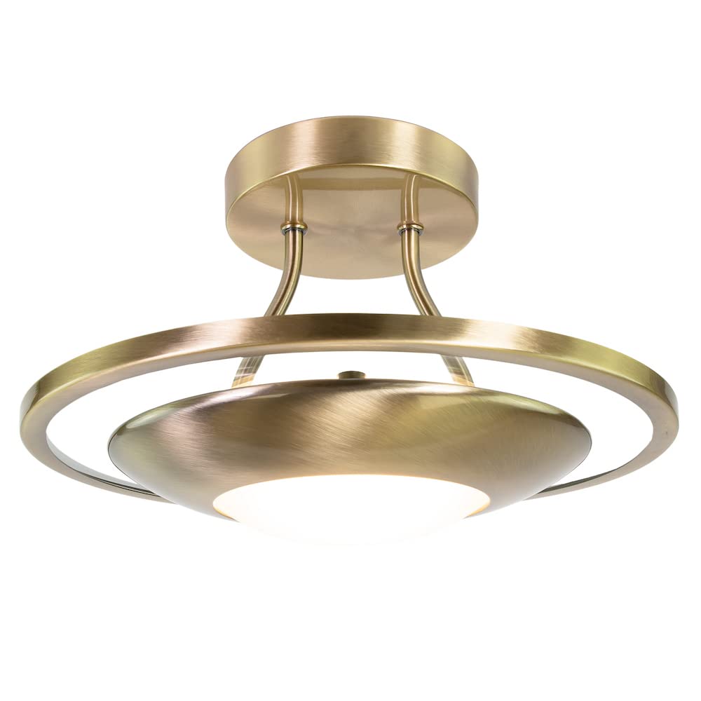 Happy Homewares Light Modernistic Semi Flush Eco Friendly Led Ceiling Fitting In Antique Brass