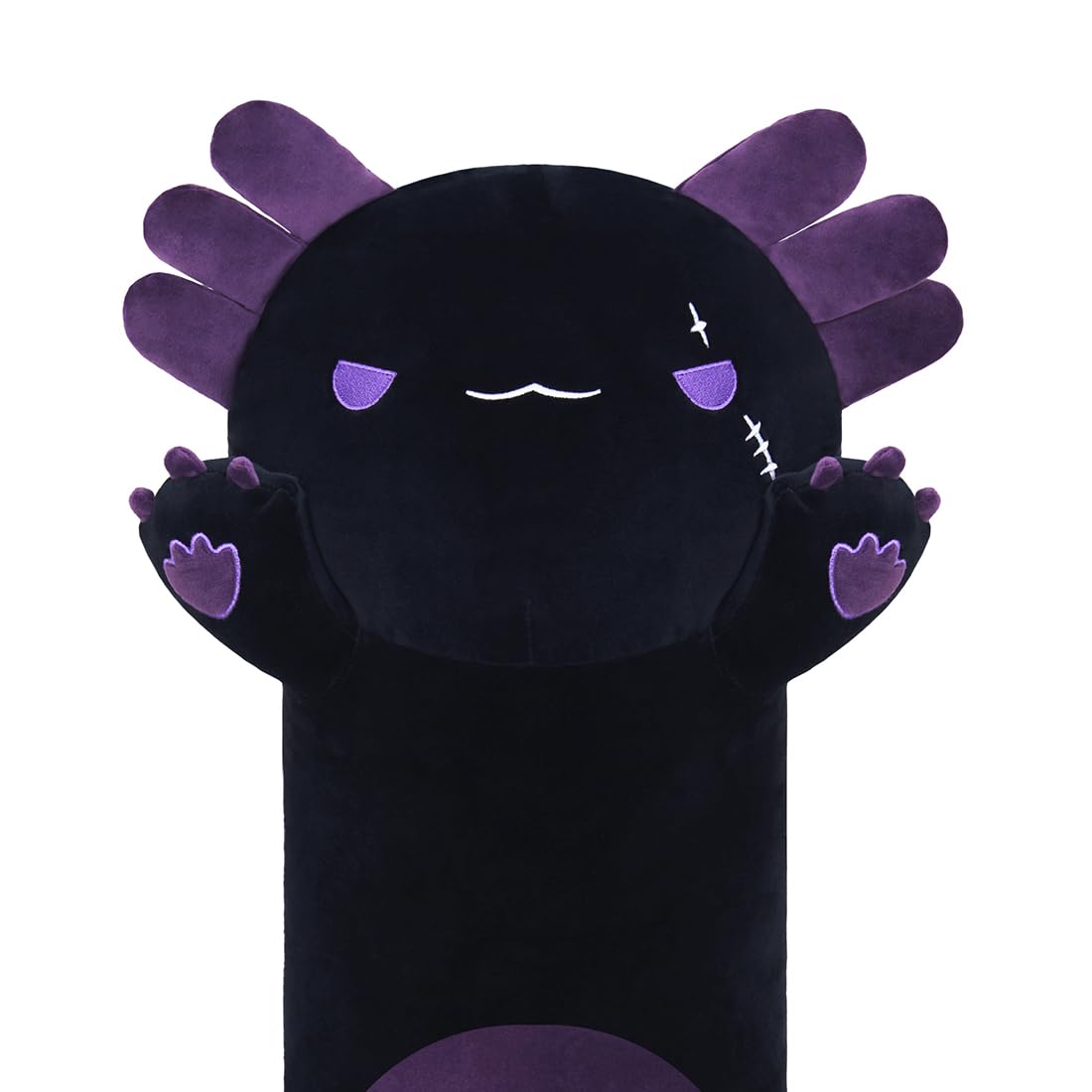 SNOWOLF imbottito Axolotl lungo cuscino peluche giocattolo animale morbido Kawaii Stuff coccoloso giocattolo adorabile cuscino abbraccio per i bambini (110cm, viola)