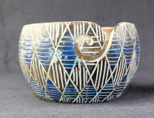 Image of Wooden Yarn Bowl for Knitting, Resin and Wooden Mix Knitting Yarn Holder, Large Crochet Yarn Holder Best Gift for Knitters Christams Day Gift