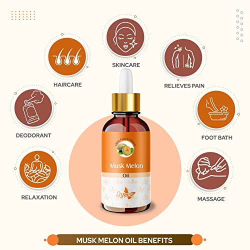 Image of Crysalis Musk Melon (Cucumis Melo) Oil |100% Pure & Natural Undiluted Carrier Oil Organic Standard| Perfect For Weight Loss | Aromatherapy Oil | 50ML With Dropper