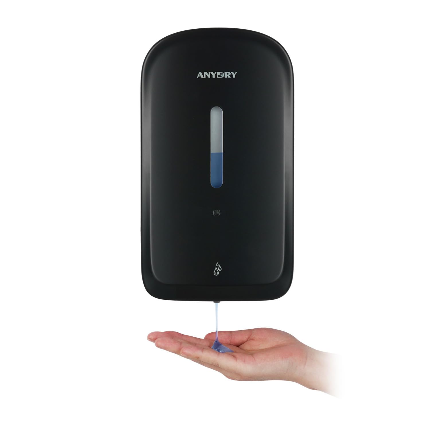 anydry Dispensador automático de jabón líquido Profesional de 1000 ml, Montaje en Pared, sin Contacto, para baños con Alto tráfico, oficinas, hospitales, Modelo 1220S Schwarz