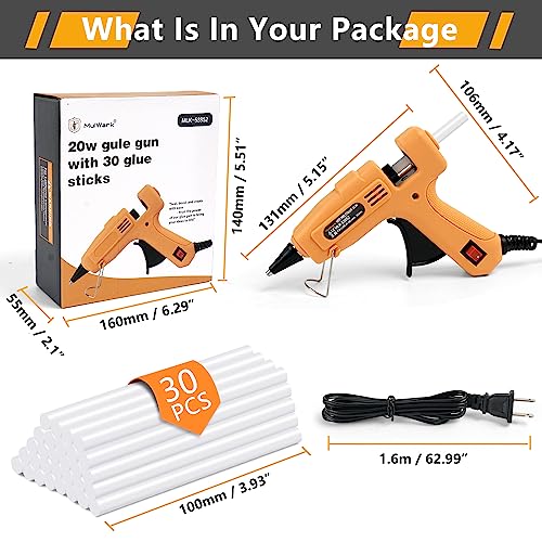Mulwark Hot Glue Gun and Sticks Set - High-Temp Mini Glue Gun with 30 Glue Sticks - Perfect for DIY Crafts, Repairs, Home, Office & School Projects - 20W Premium Mini Hot Glue Gun - Image 4