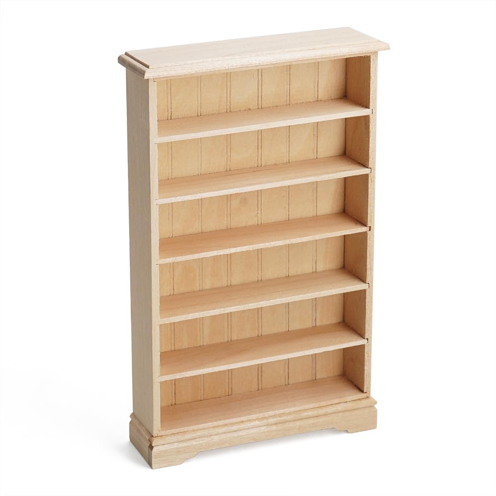 Odoria Dollhouse Bookcase Shelf Miniature: 1/12 Scale Bookshelf Modern Living Room - Mini Wall Shelving for Salon - Tiny Wood Furniture Office Library