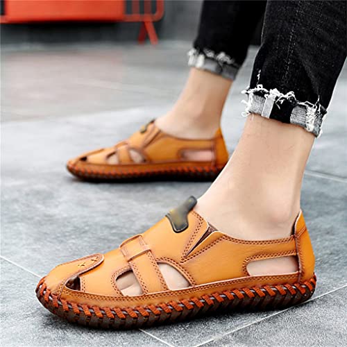 Men Sandals Real Leather Casual Beach Shoes Fisherman Leisure Trekking Non-Slip Breathable Slippers Hiking(48)2