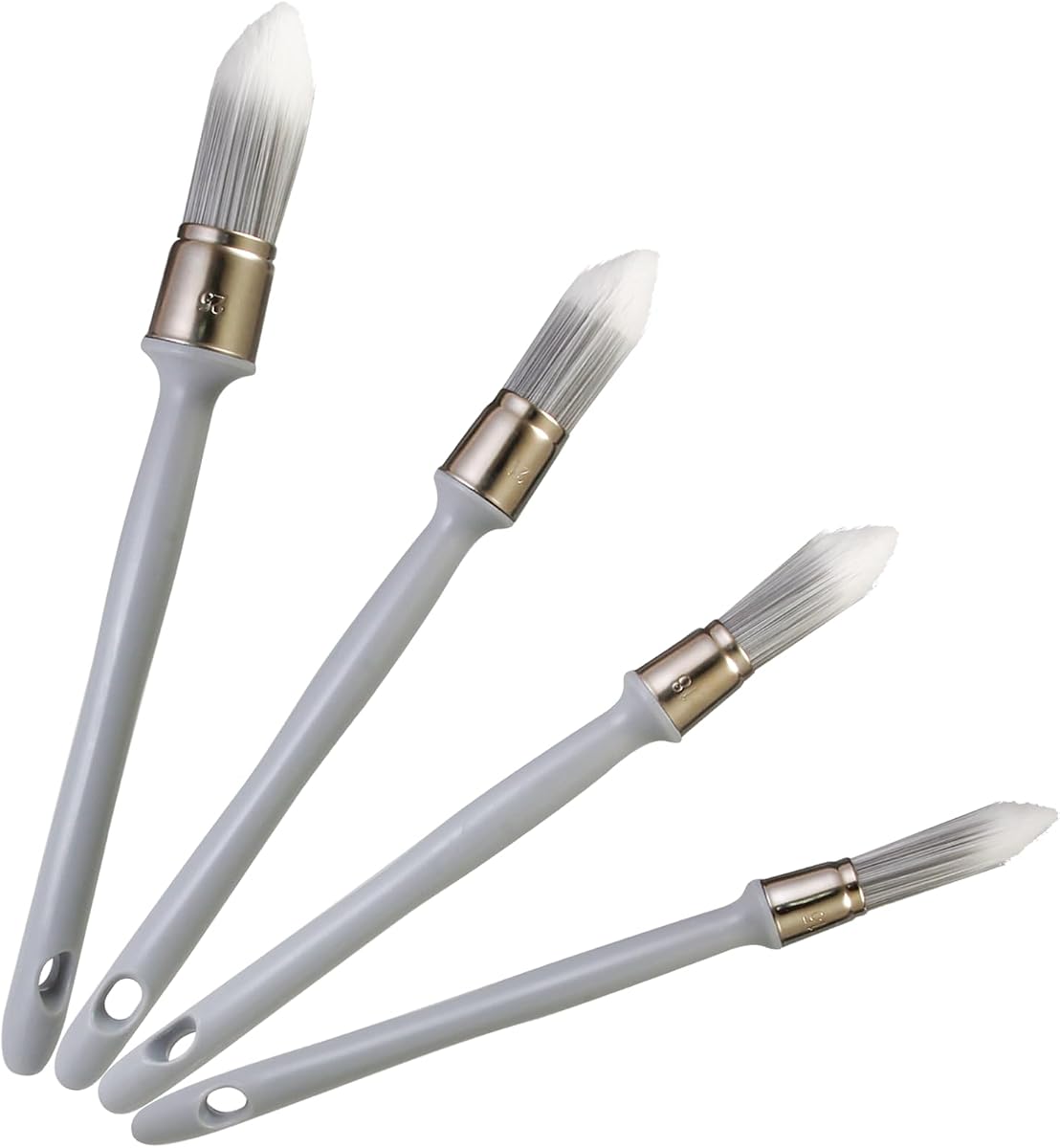 Trim Paint Brush,4 pcs Round Brushes for Painting | 3/5", 7/10", 4/5" and 1"Ergonomic Plastic Handles,Trim Round Brushes For Painting