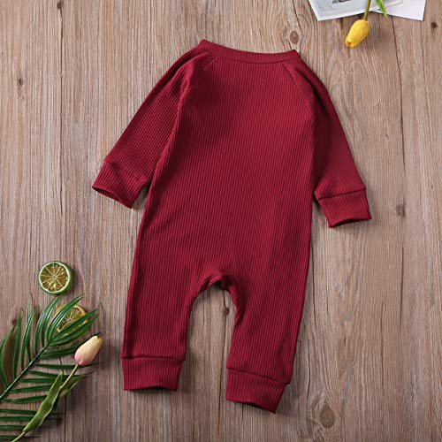 Newborn Baby Boy Girl Knitted Romper Jumpsuit Solid Long Sleeve Legging Bodysuit Playsuit Clothes Winter 0-18M3
