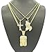 Shiny Jewelers USA Men Gold Iced Out Jesus, Praying Hands, Ankh, Cross, Angel Hip Hop Pendant Chain Necklace Set (Jesus, Praying Hands, Cross Gold)
