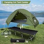Night Cat Camping Cot Tent - Waterproof 1-Person Off-Ground Combo Cot Bed for Adults Portable Easy Set-up Tent Green 70cm Width