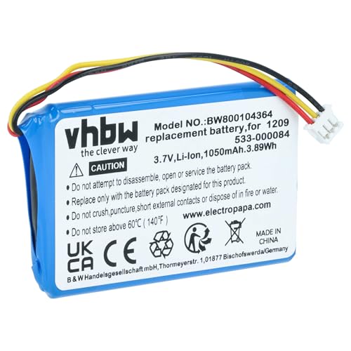 vhbw Batería Compatible con Logitech Harmony Touch, 915 000198, Harmony Ultimate Mando a Distancia, Control Remoto (1050 mAh, 3,7 V, Li Ion)