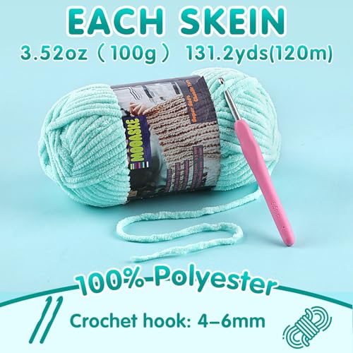Baby Blanket Yarn for Crocheting - Soft Velvet Fluffy Chenille Yarn for Knitting Amigurumi Making Scarves, Doll - 100g/3.5oz 131 Yards Thick Plush Yarns (1, Dark Gray) by Mooaske - Used condition - Image 2