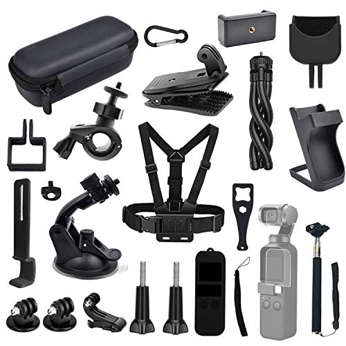 Kitspeed Expansion Accessories Kit for DJI OSMO Pocket Action Camera,Including Mobile Phone Holder,Extension Base,Tripod,Car Suction Cup Bracket,Strap Clip and More