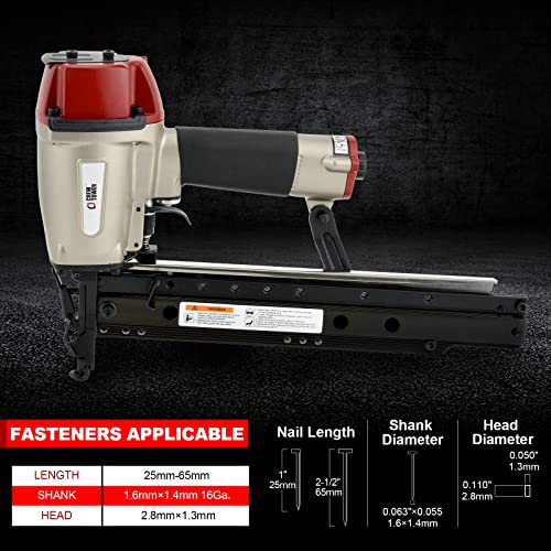Crewtower T64 16 Gauge, 1" To 2-1/2" Straight Finish Nailer Pneumatic Finishing Nail Gun For Molding, Baseboard, Trim And Finishing, Air-Powered #TOP1