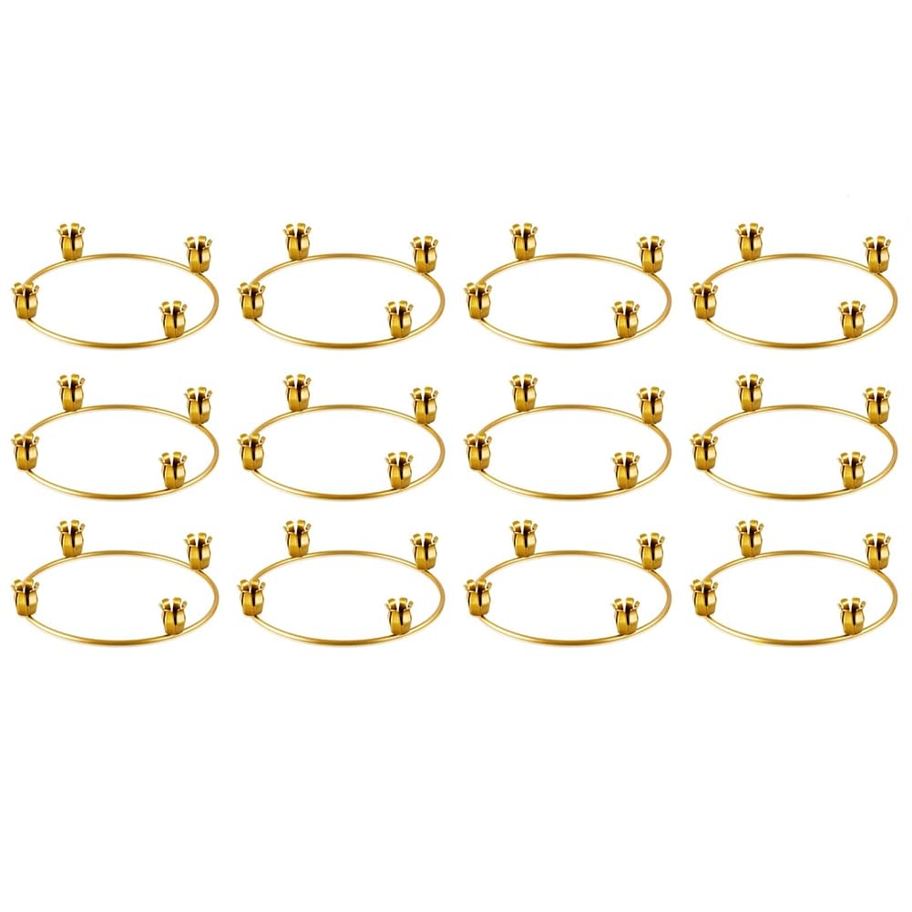 12 Anillos para de Adviento, 12 Candelabros de Metal Dorado para de Adviento, Portavelas de Mesa, Candelabro de Adviento para Iglesia, Decoración de Mesa para el Hogar y Festivid