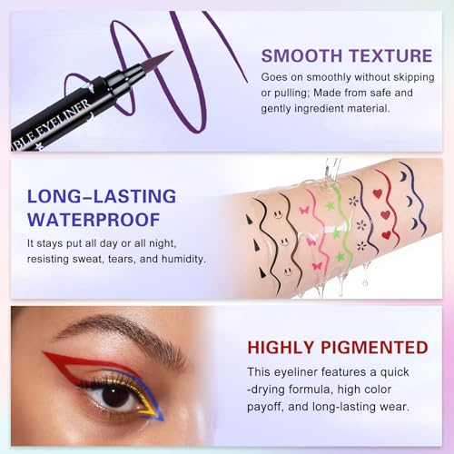 Set de 7 Delineadores de Ojos con Sello, Líquido y de Doble Punta miniatura 5