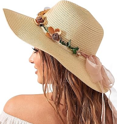 Chapeau de plage femmes protection UV 50+ pliable en paille