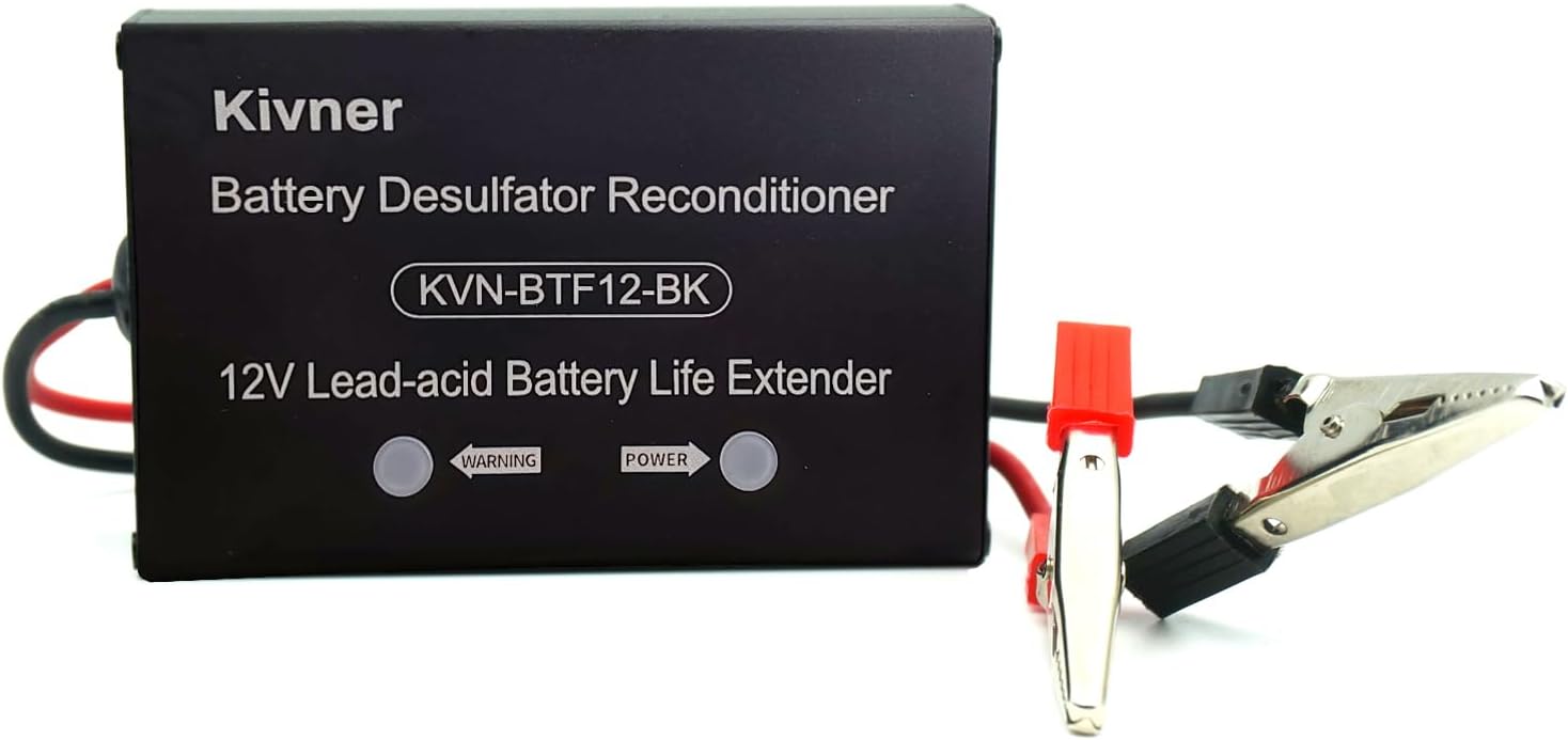 12V Lead-Acid Battery Regeneration Life Extender Sulfation Removal Desulfator KVN-BTF12-BK New Version Low Voltage Protection Lead-Acid Battery Desulfator(12, Volt)