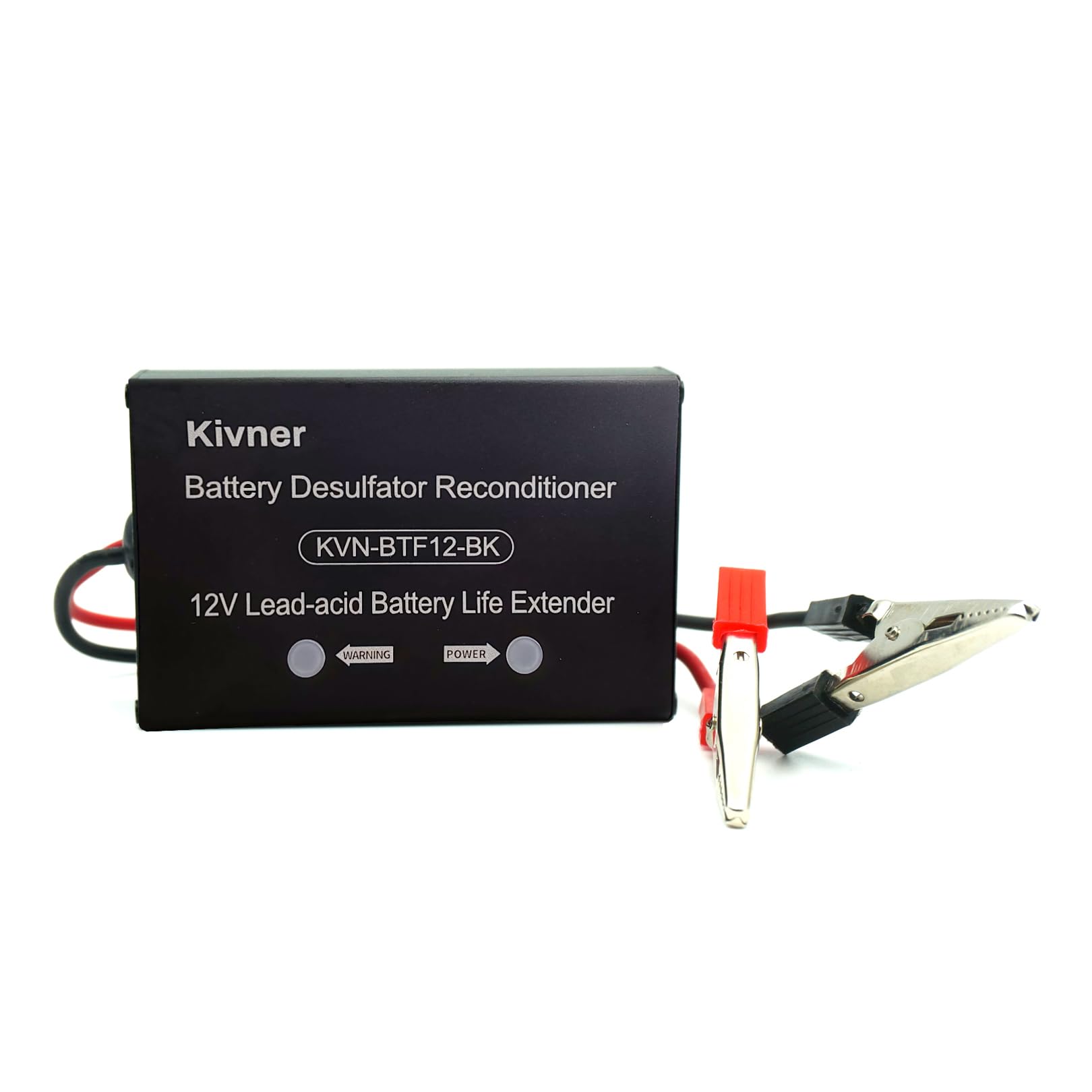 Kivner 12V Lead-Acid Battery Regeneration Life Extender Sulfation Removal Desulfator KVN-BTF12-BK New Version Low Voltage Protection Lead-Acid Battery Desulfator(12, Volt)