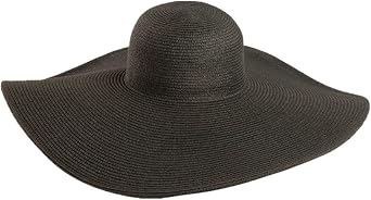 Women Girls Large Brimmed Garden Beach Big Summer Sun Hat Swimming Garden Beach Straw Hat for Holiday Traveling Black