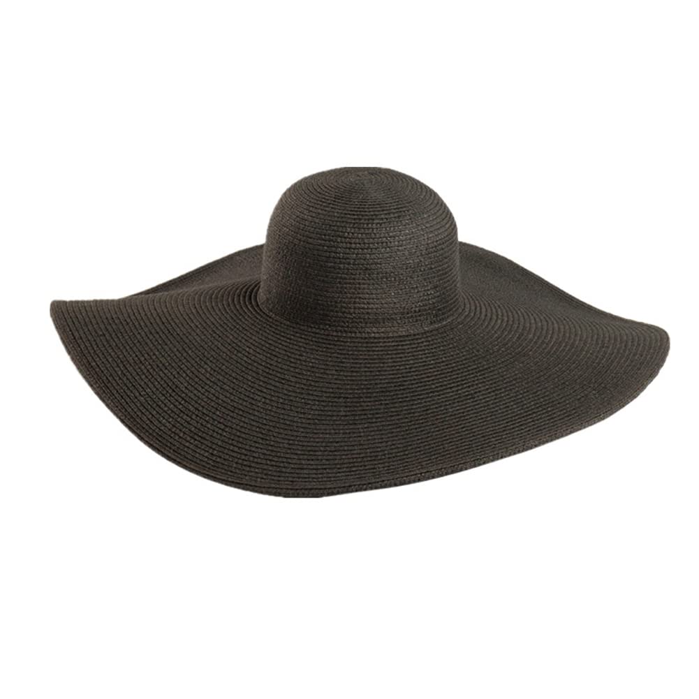 Women Girls Large Lined Garden Beach Big Summer Sun Hat Pool Garden Beach Straw Hat for Holiday Travel Black