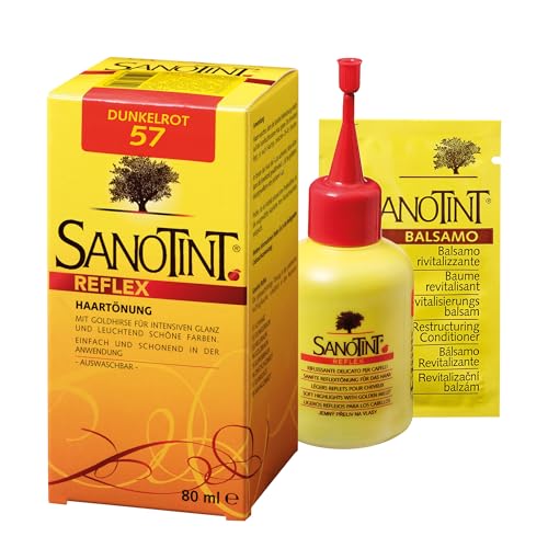 Sanotint Reflex Haartönung Nr. 57 Dunkelrot - Sanfte Tönung mit Goldhirse für intensiven Glanz und leuchtend schöne Farben, einfach und schonend in der Anwendung – vegan – 80 ml