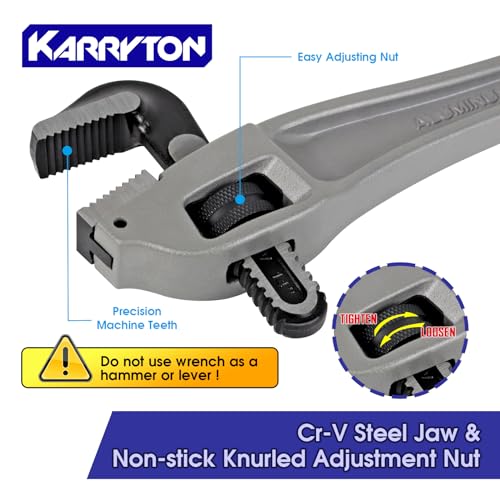 KARRYTON Aluminum Offset Pipe Wrench set,Adjustable Jaw Capacity, Heavy Duty Alum Handle Plumbers Wrench with Drop Forged Steel Jaw(CR-V), Perfect Plumbing Tool Exceed GGG Standard by KARRYTON - Image 3